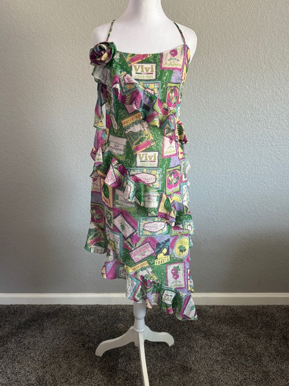 LPA Roma Flounce Midi Summer Dress size small NEW with Tag - Picture 2 of 10